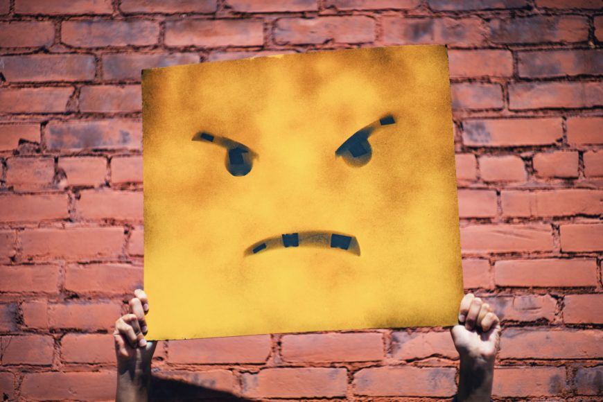 Wütendes Gesicht auf Plakat