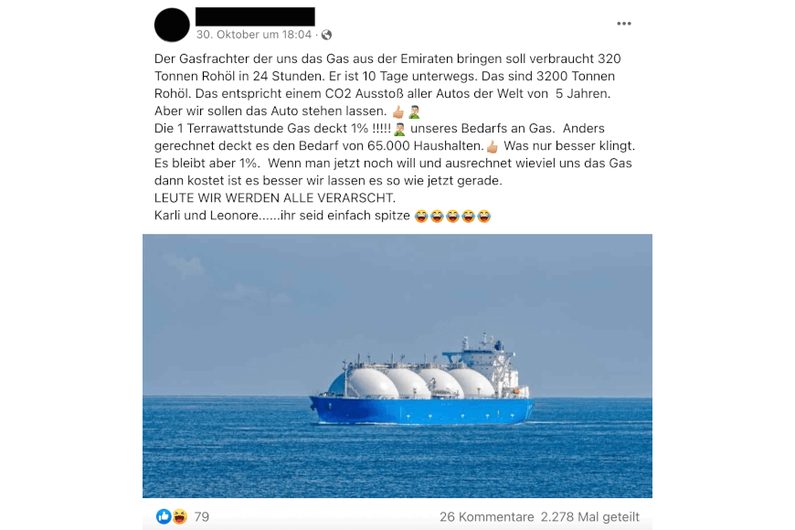Fake News zu Flüssiggas-Tanker